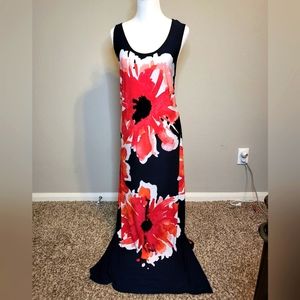 Avenue Floral Slinky Knit Maxi Dress Womens Plus Size 18/20 Split Sides